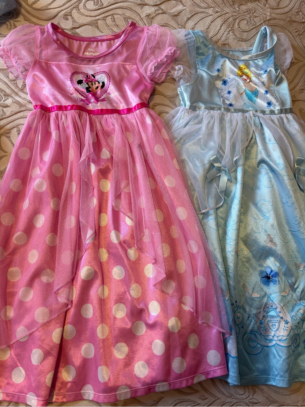 Disney Pink Minnie Mouse Polka Dot Nightgown & Blue Cinderella Sleep Dress Set